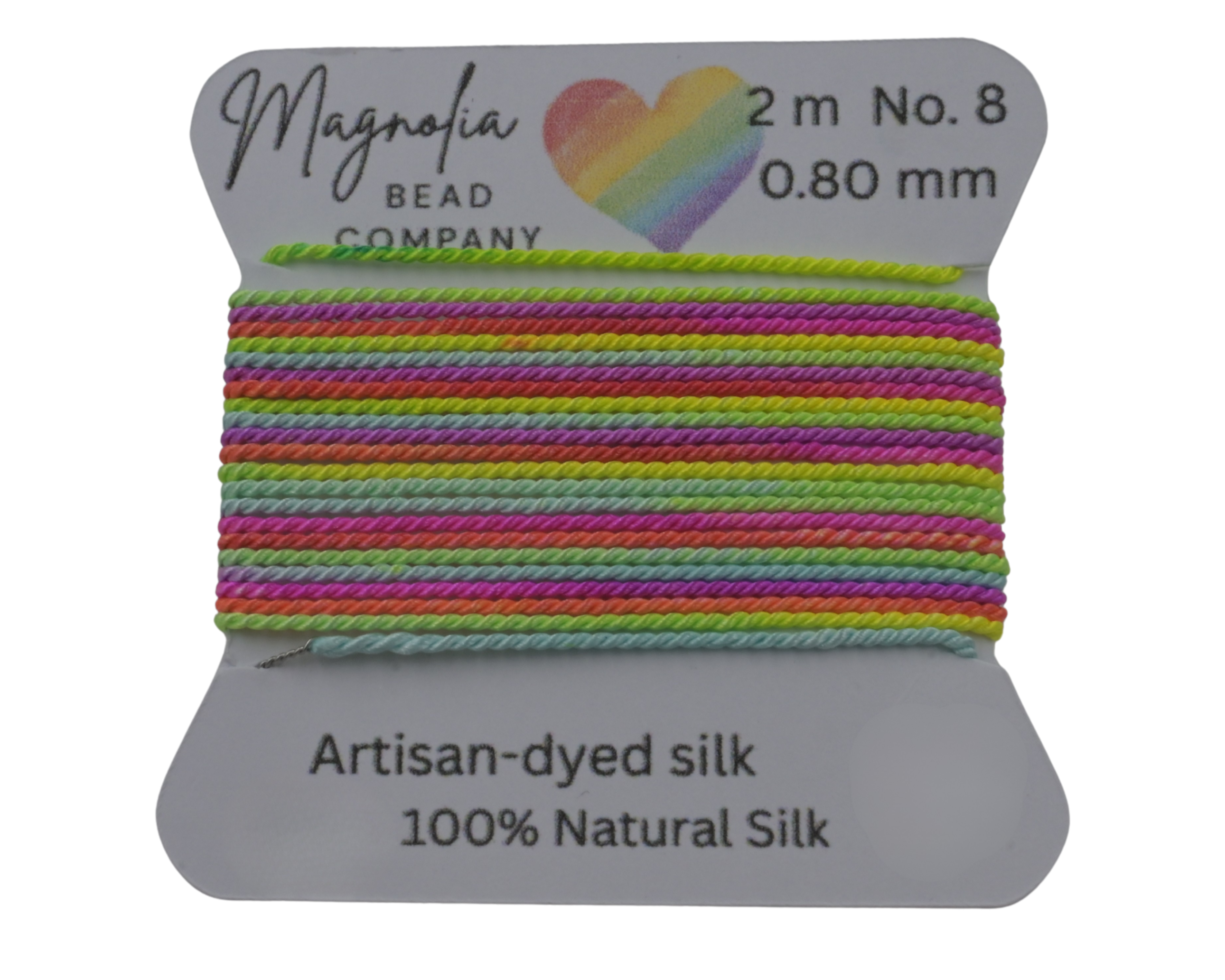 Neon Rainbow Griffin Silk Cord – Hand-Dyed Thread for Knotting, Jewelry Making, Pendant Stringing