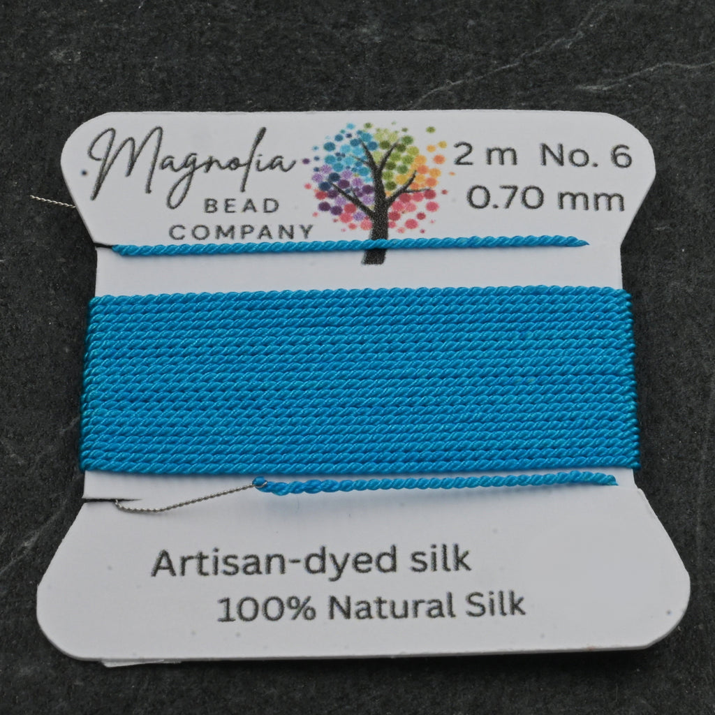 Caribbean Blue Griffin Silk Cord – Hand-Dyed Thread for Knotting, Jewelry Making, Pendant Stringing