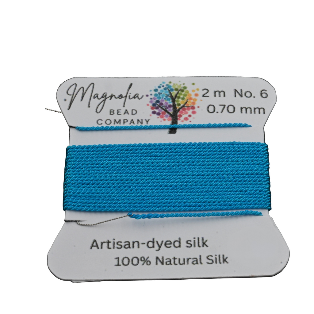 Caribbean Blue Griffin Silk Cord – Hand-Dyed Thread for Knotting, Jewelry Making, Pendant Stringing