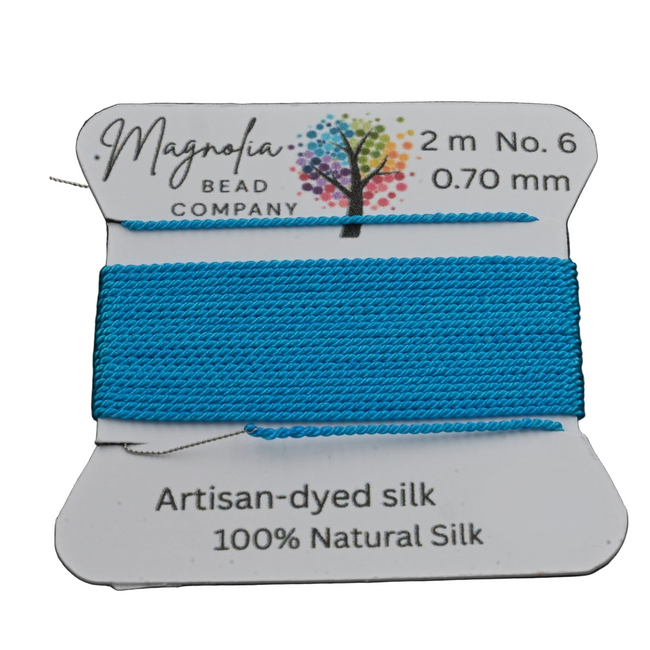 Caribbean Blue Griffin Silk Cord – Hand-Dyed Thread for Knotting, Jewelry Making, Pendant Stringing Hover Image