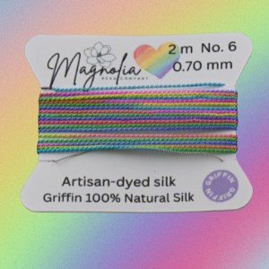 Magnolia Rainbow Griffin Silk Cord – Hand-Dyed Gradient Thread for Knotting, Jewelry Making, Pendant Stringing