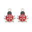 Ladybug Charm Enameled Platinum Charm, 2pc