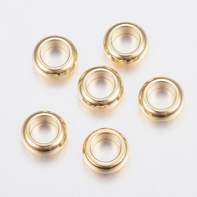 304 Stainless Steel Spacer Beads, Rondelle, 20pc Gold, 3mm, 4mm, 6mm Hover Image