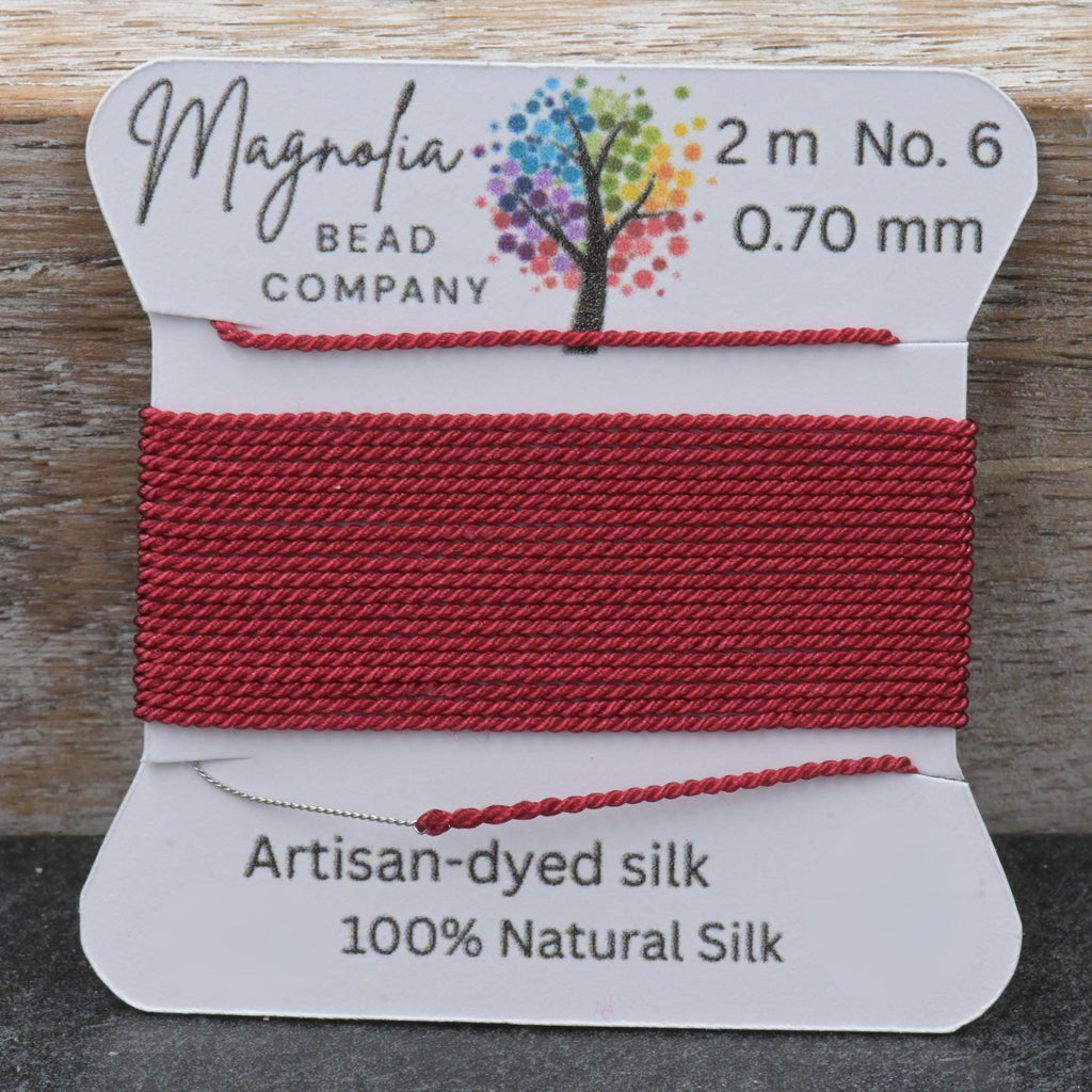 Winter Cranberry Griffin Silk Cord – Hand‑Dyed Thread for Knotting, Jewelry Making, Pendant Stringing