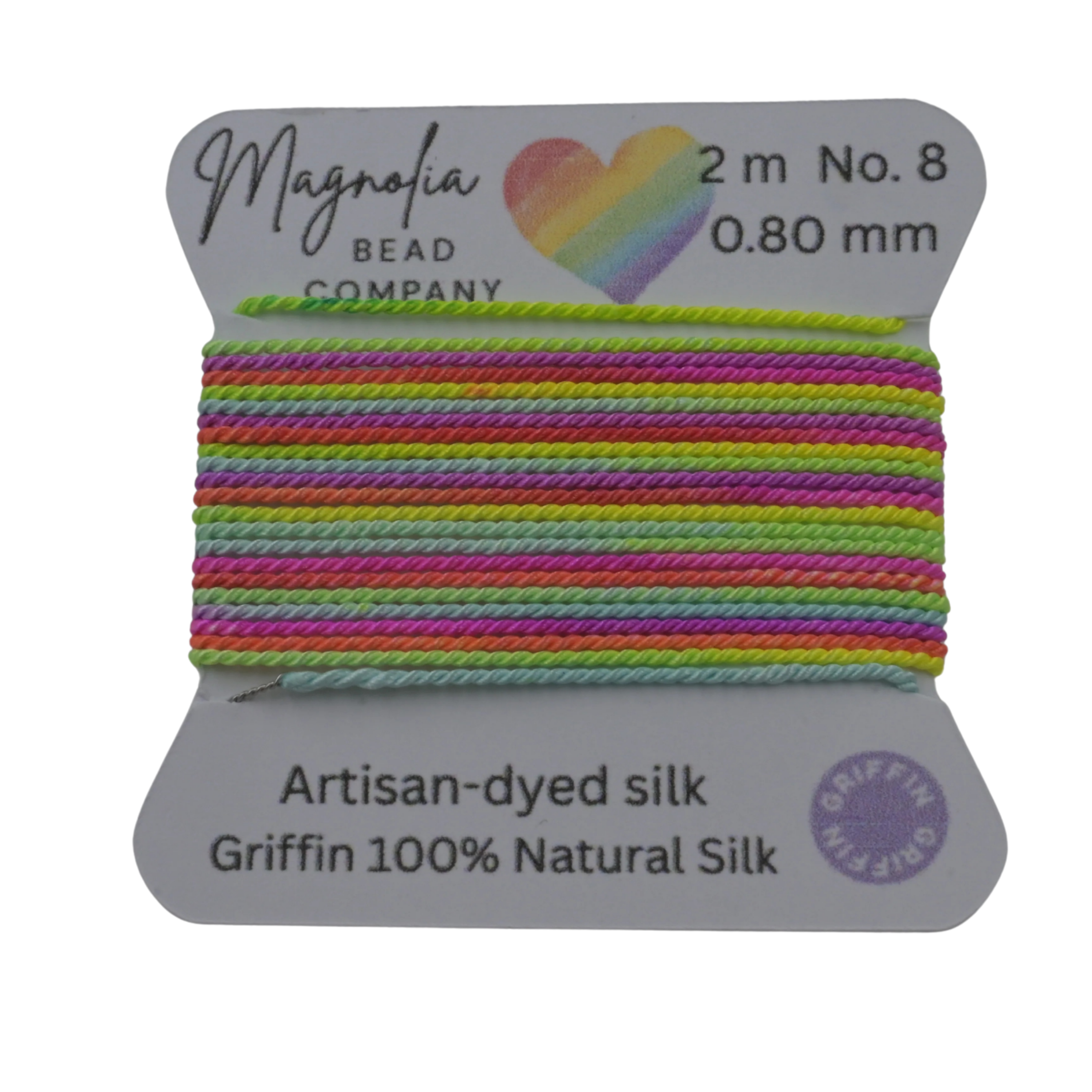 Neon Rainbow Griffin Silk Cord – Hand-Dyed Thread for Knotting, Jewelry Making, Pendant Stringing
