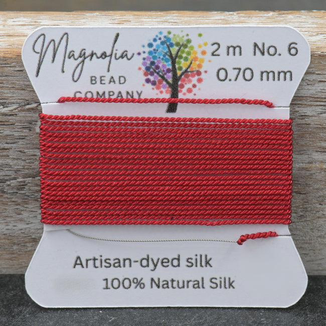 Poinsettia Velvet Red Griffin Silk Cord – Hand‑Dyed Thread for Knotting, Jewelry Making, Pendant Stringing Hover Image