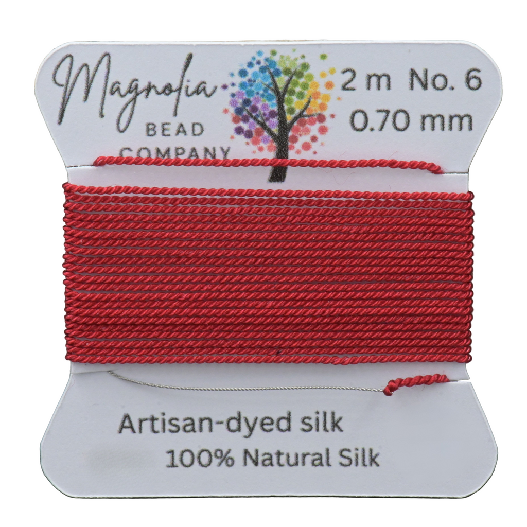 Poinsettia Velvet Red Griffin Silk Cord – Hand‑Dyed Thread for Knotting, Jewelry Making, Pendant Stringing