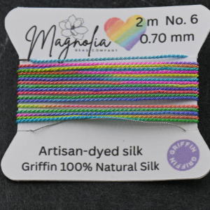Magnolia Rainbow Griffin Silk Cord – Hand-Dyed Gradient Thread for Knotting, Jewelry Making, Pendant Stringing