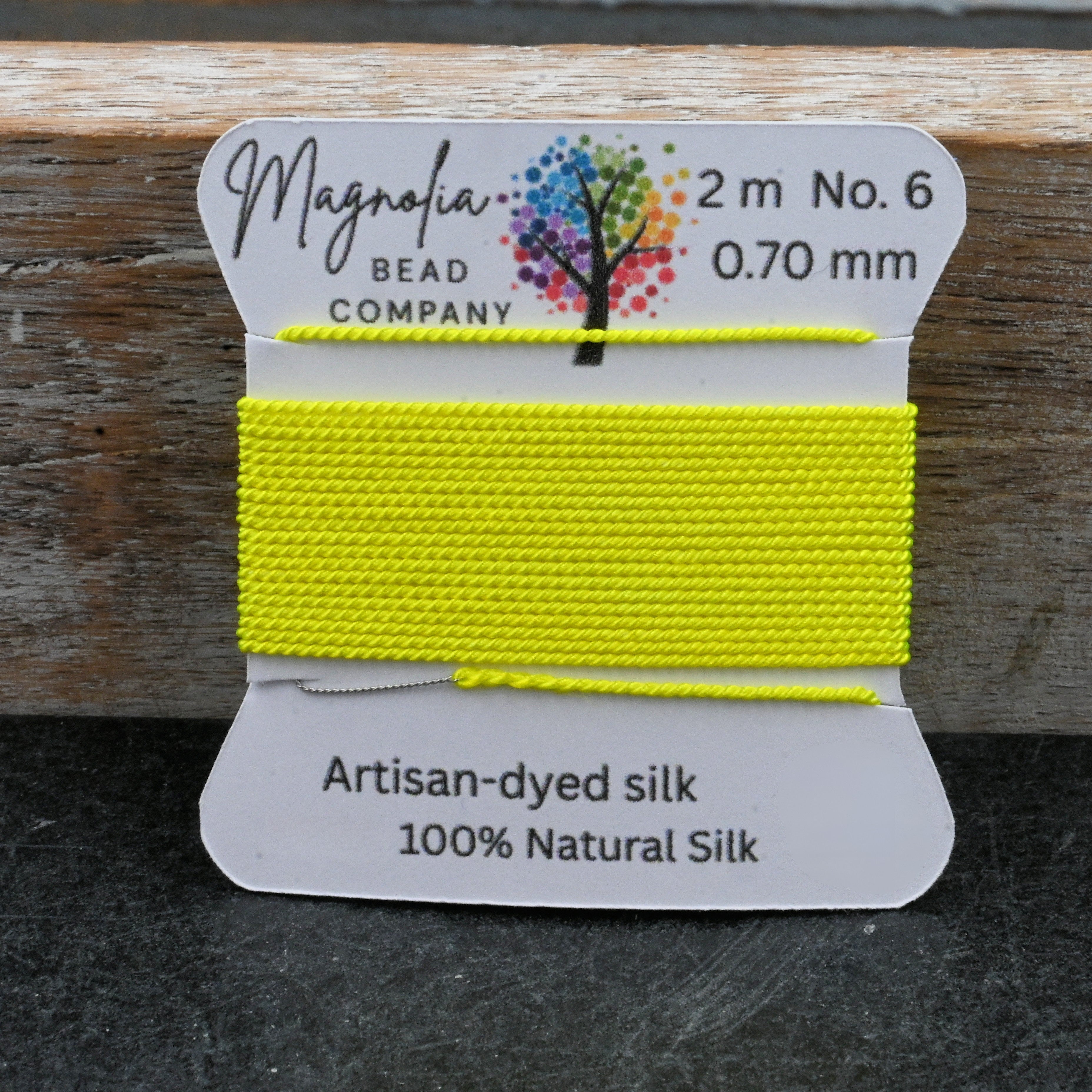 Retro Fluorescent Yellow Griffin Silk Cord – Hand-Dyed Thread for Knotting, Jewelry Making, Pendant Stringing
