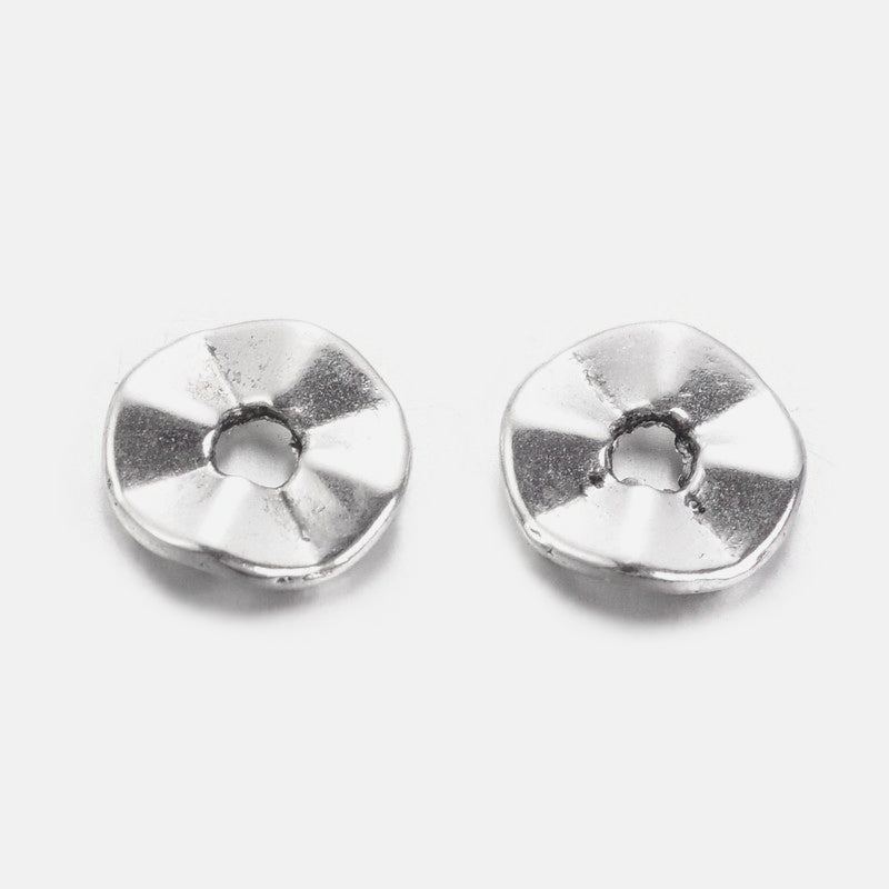 Wavy Spacer beads, Flat Disk Antique Bronze, Antique Copper or Silver