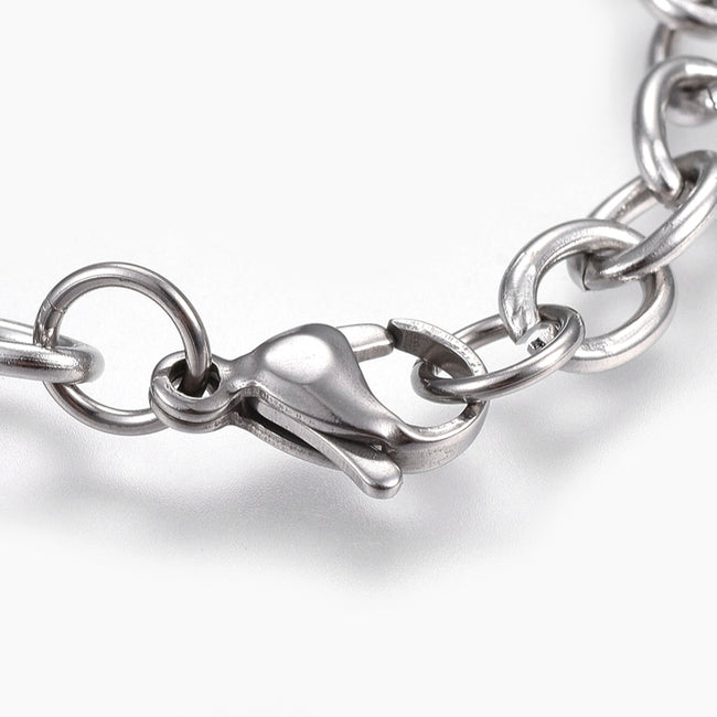 TWO, Tarnish Resistant 304 Stainless Steel Cable Chain Bracelets, with Lobster Claw Clasps, Stainless Steel Main Image