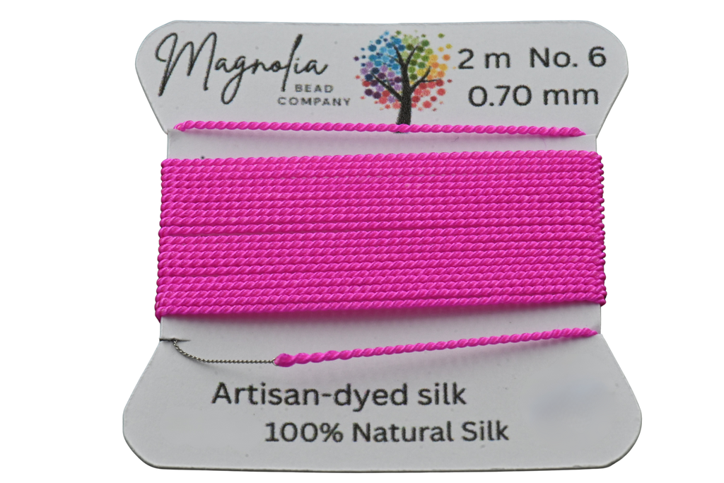 Hot Pink Griffin Silk Cord – Hand-Dyed Thread for Knotting, Jewelry Making, Pendant Stringing