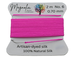 Hot Pink Griffin Silk Cord – Hand-Dyed Thread for Knotting, Jewelry Making, Pendant Stringing