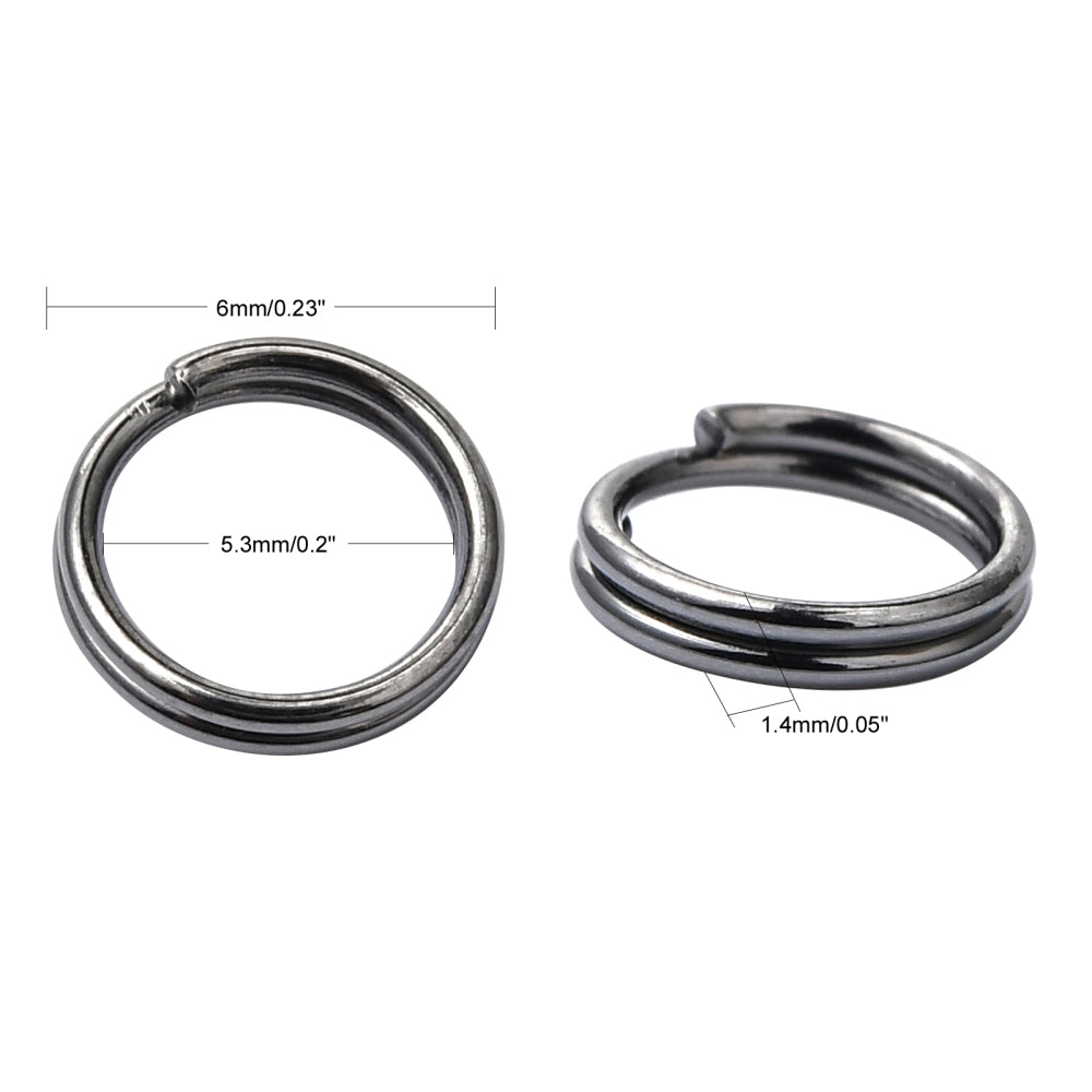 200 pcs gunmetal plated split rings 6mm