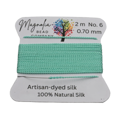Retro Bright Aqua Griffin Silk Cord – Hand-Dyed Thread for Knotting, Jewelry Making, Pendant Stringing