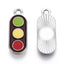 Platinum Plated Alloy Pendants, with Enamel, Traffic Light, 4pc, 20.5x8x1.5mm