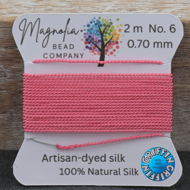 Gypsy Rose Pink Hand Dyed Griffin Silk Cord – For Knotting, Jewelry Making, Pendant Stringing - Hand-Dyed Thread For Knotting Hover Image
