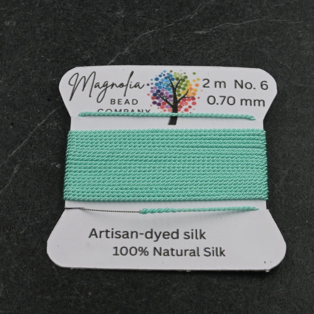 Retro Bright Aqua Griffin Silk Cord – Hand-Dyed Thread for Knotting, Jewelry Making, Pendant Stringing