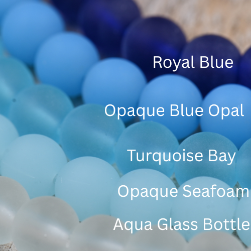 Two Strands Blue Seaglass 8mm Beach Glass Beads Main Image