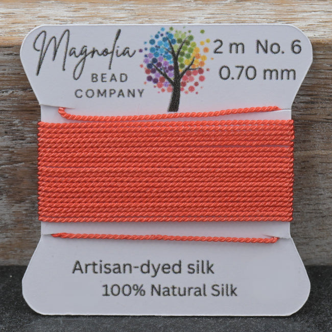 Terracotta Griffin Silk Cord – Hand‑Dyed Thread for Knotting, Jewelry Making, Pendant Stringing Hover Image