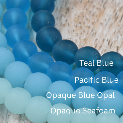 Two Strands Blue Seaglass 6mm Beach Glass Beads Hover Image