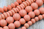 TWO 16" Strands, Wood Beads, Sunset Orange Beads, 6mm 8mm 10mm 12mm Round or Rondelle Orange Wood Beads