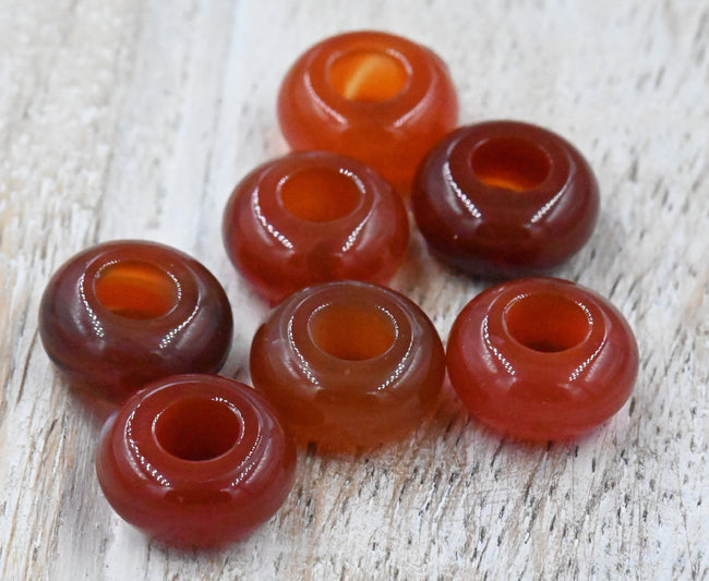 Natural Carnelian European Beads, Large Hole Beads, Rondelle Main Image