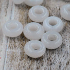 White Jade European Beads, Large Hole Beads, Rondelle