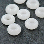 White Jade European Beads, Large Hole Beads, Rondelle
