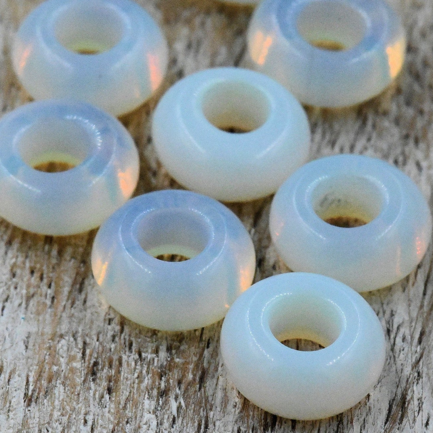 Sea Opal European Beads, Large Hole Beads, Rondelle