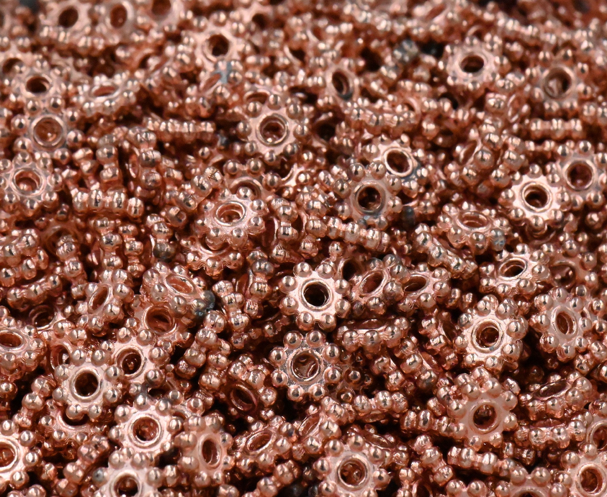 Daisy Spacer, 4mm Beaded Rose Gold Spacer Bead -100