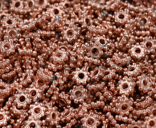 Daisy Spacer, 5mm Beaded Rose Gold Spacer Bead Main Image