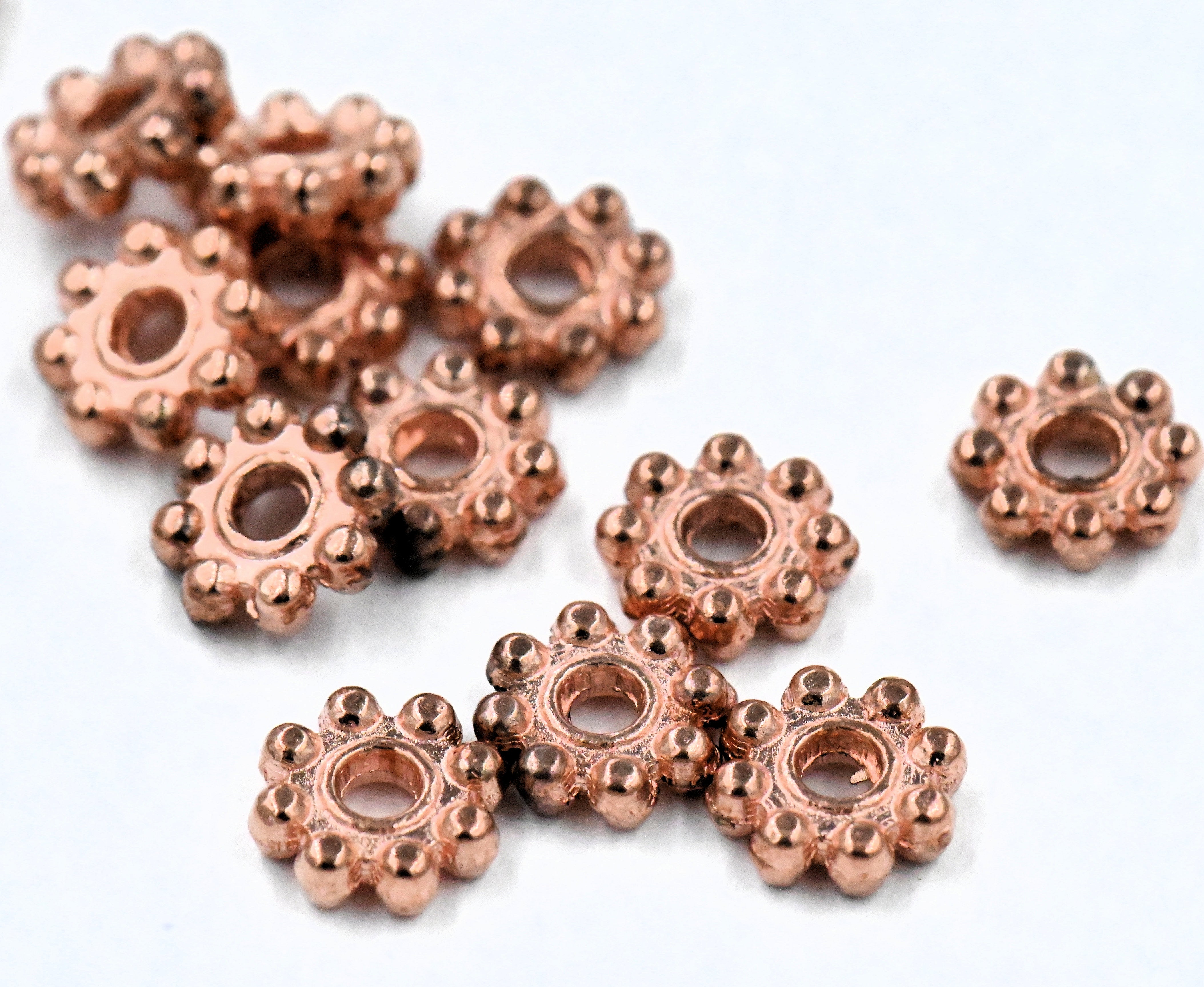 Daisy Spacer, 4mm Beaded Rose Gold Spacer Bead -100