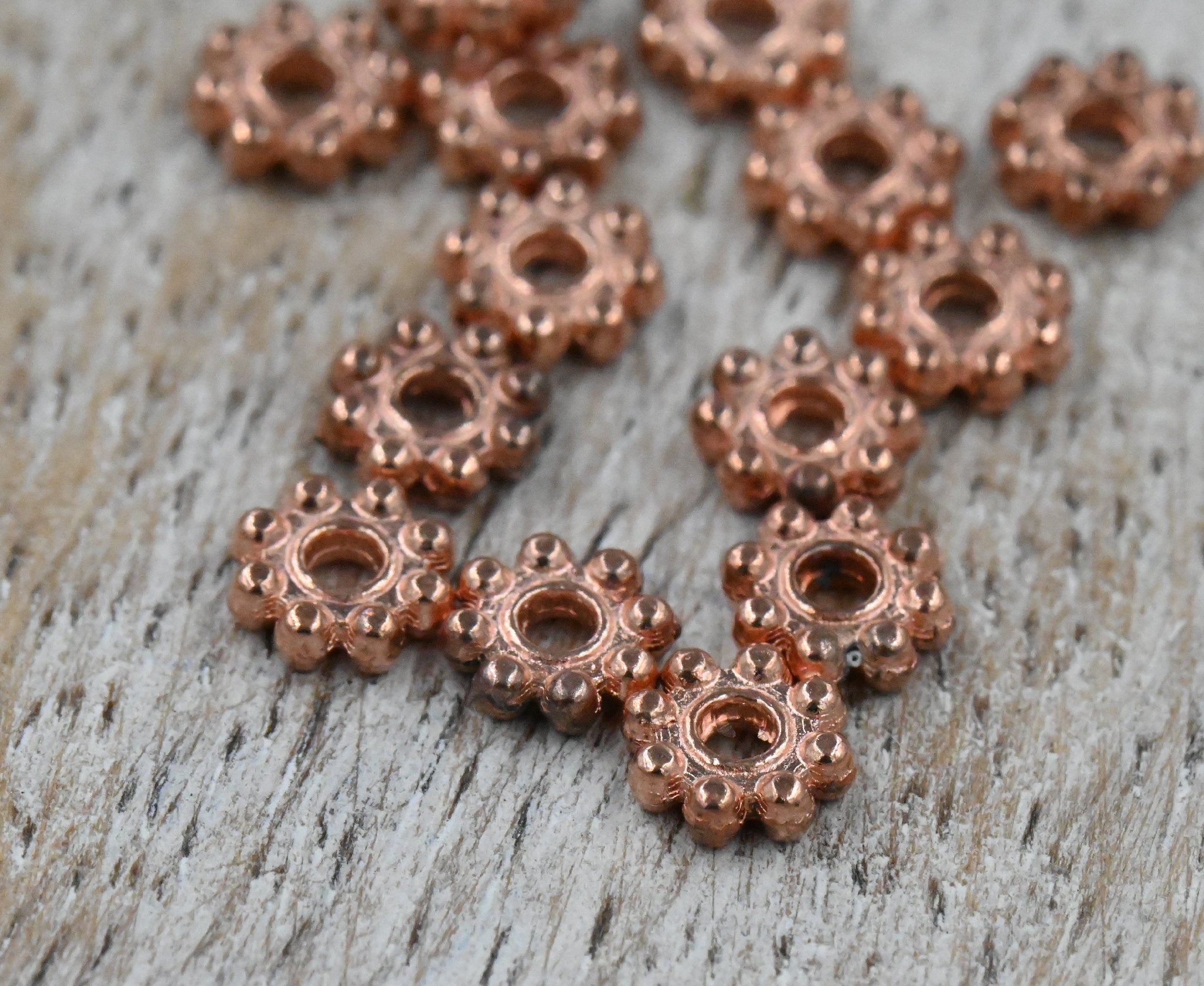 Daisy Spacer, 5mm Beaded Rose Gold Spacer Bead