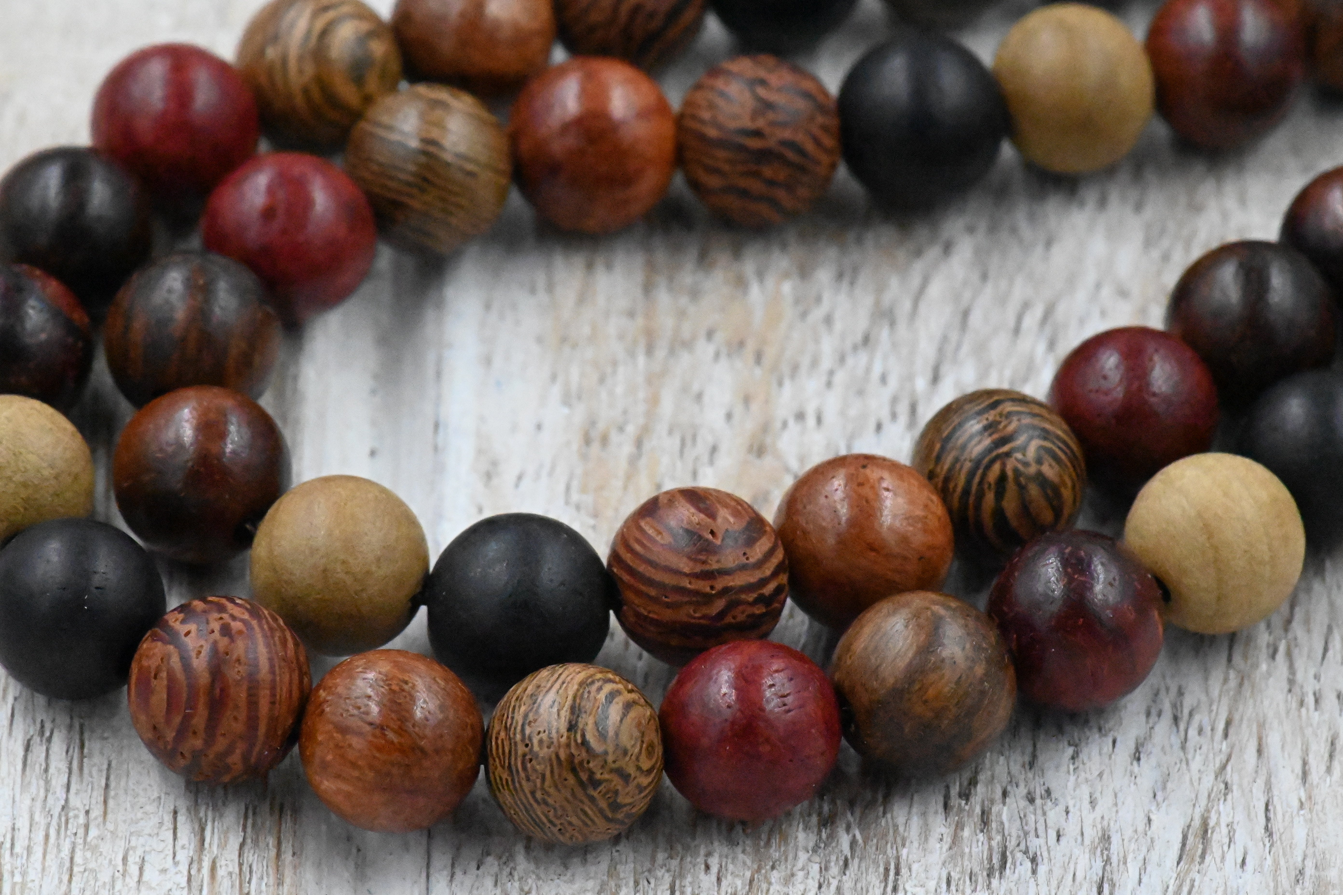 TWO STRANDS Natural 6mm 8mm 10mm Mixed Wood Beads