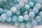 TWO STRANDS 8mm Matte Blue frosted Malaysia "Jade" Round Beads