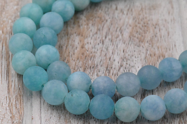 8mm Matte Blue frosted Malaysia "Jade" Round Beads -15 inch strand Main Image