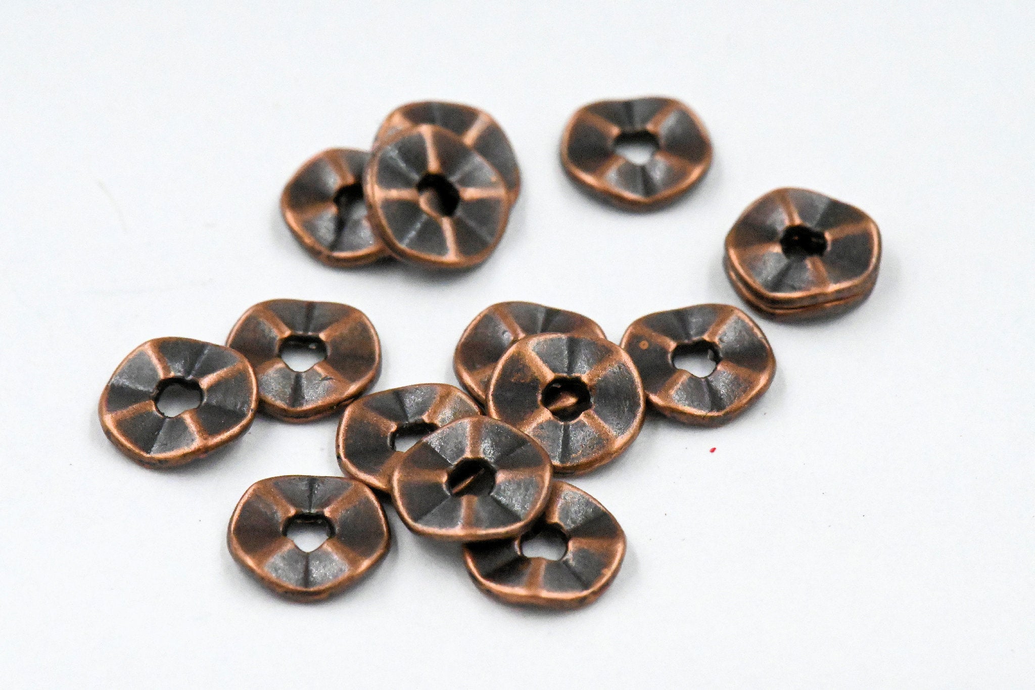 Wavy Spacer beads, Flat Disk Antique Bronze, Antique Copper or Silver