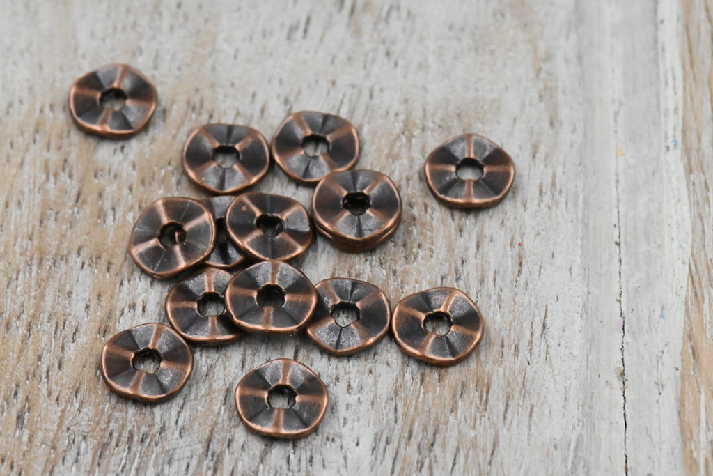 Wavy Spacer beads, Flat Disk Antique Bronze, Antique Copper or Silver