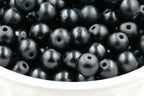 Black Semi Matte 8mm Glass Round Druk Beads - 100pc