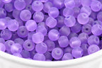 Purple 6mm Frosted Matte Glass Round Druk Beads - 200 beads