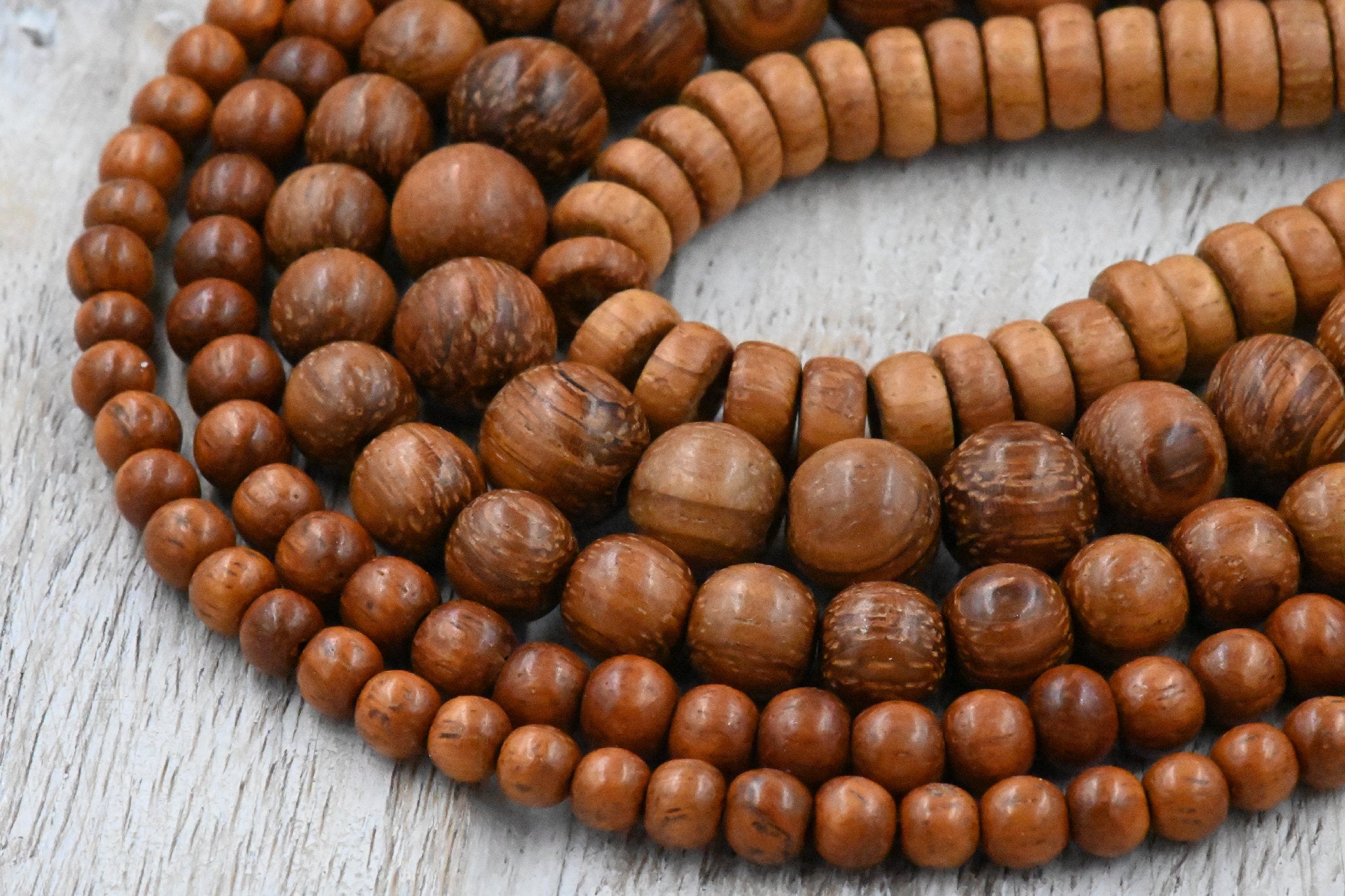 Bayong Wood Beads 4mm, 6mm, 8mm, 10mm, 12mm Bayong Brown natural wood beads -16 inch strand