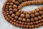 Bayong Wood Beads 4mm, 6mm, 8mm, 10mm, 12mm Bayong Brown natural wood beads -16 inch strand