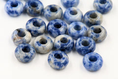 Large Hole Blue Spot Jasper, European Beads, Round 10mm