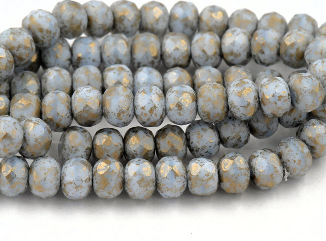 Czech 7x5mm Rondelle Pale Periwinkle with Gold Wash Main Image