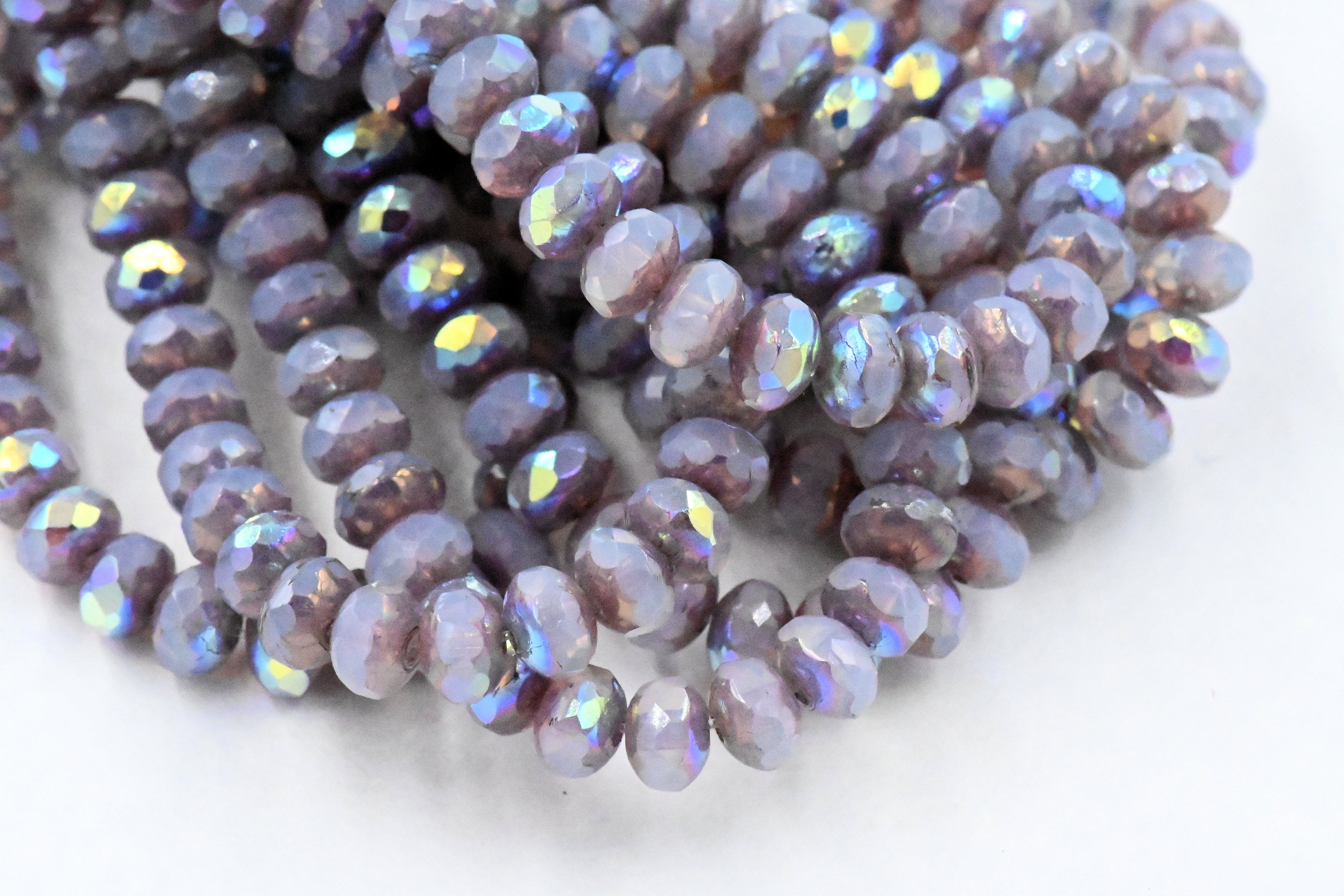 3x5mm Rondelle Thistle with a Bronze and AB Finish Czech Beads