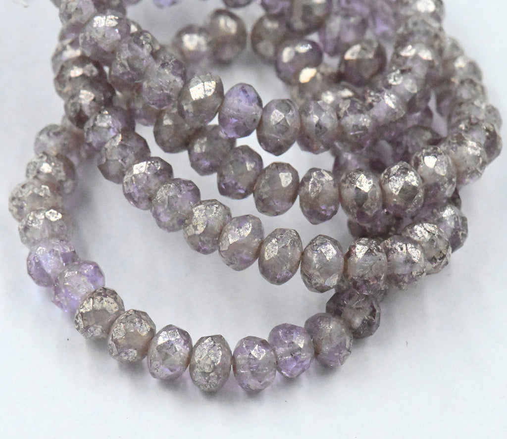 3x5mm Czech Rondelle Thistle with a Mercury Finish