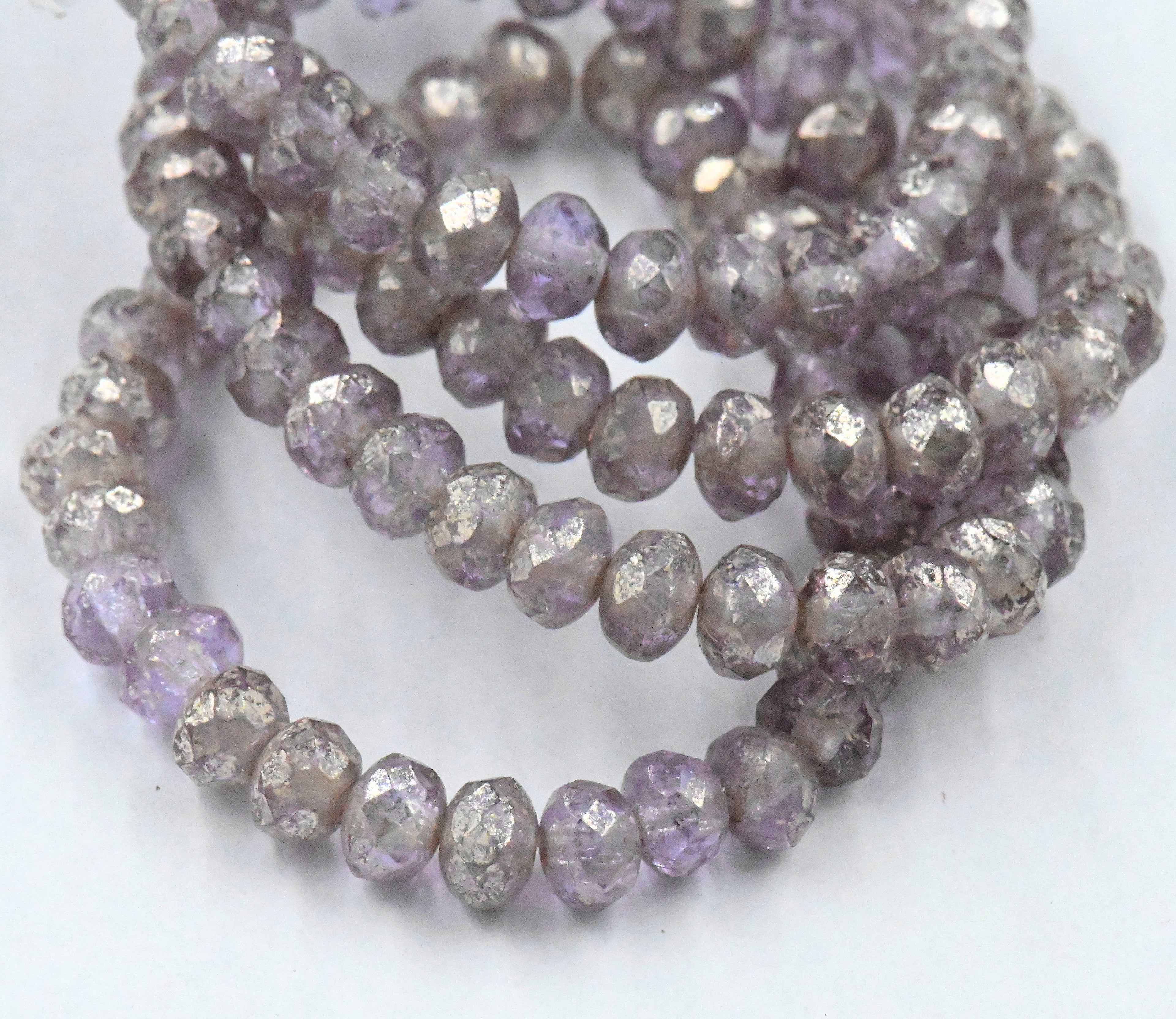 3x5mm Czech Rondelle Thistle with a Mercury Finish