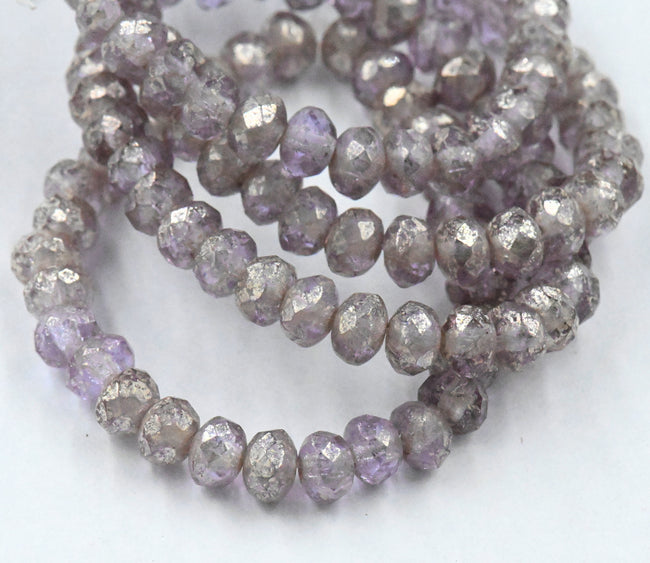 3x5mm Czech Rondelle Thistle with a Mercury Finish Hover Image