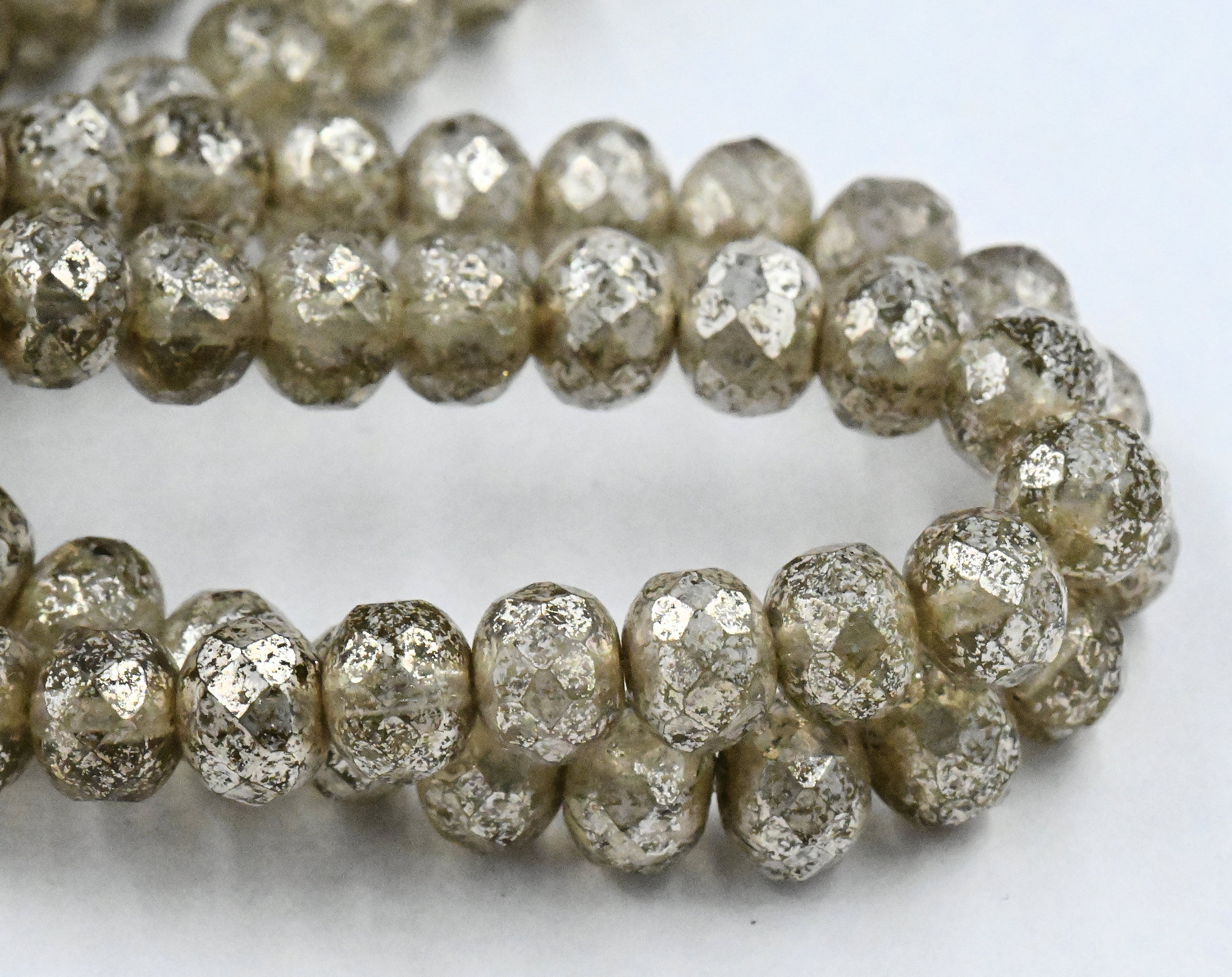Grey with Mercury Finish Rondelle 25pc 5x7mm Faceted Czech Beads